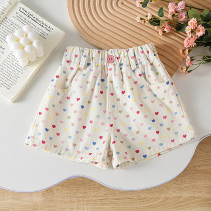 Girls Floral Print Cotton Shorts