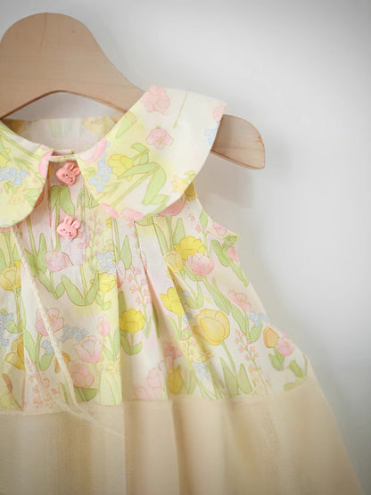 Girls Floral Sleeveless Cotton Dress