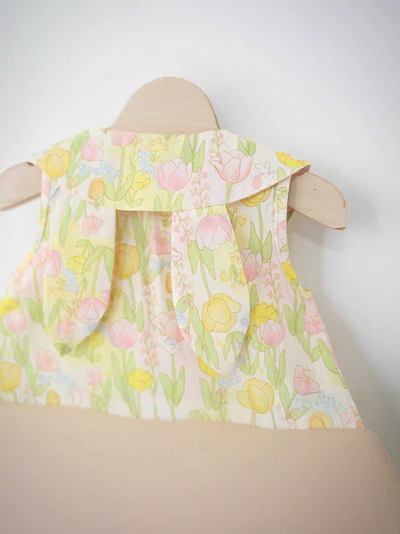 Girls Floral Sleeveless Cotton Dress