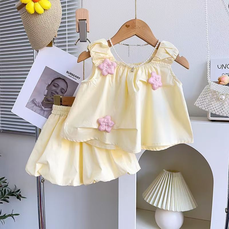 Girls Floral Sleeveless Top and Shorts Set