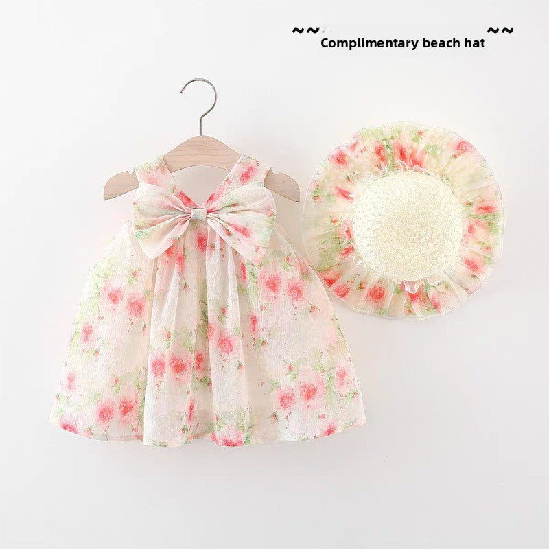 Girls Floral Summer Dress with Hat