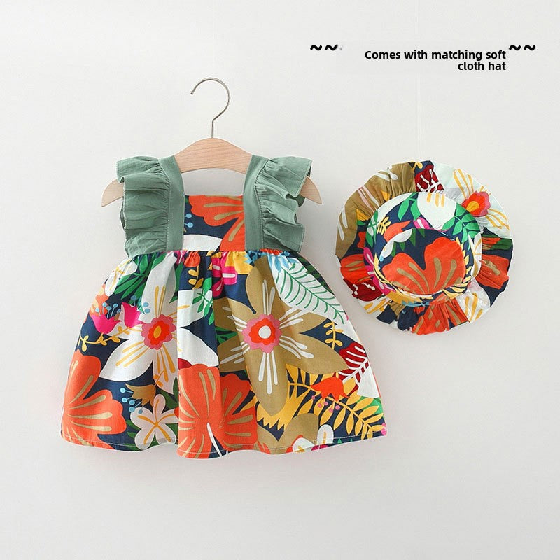 Girls Floral Summer Dress with Hat