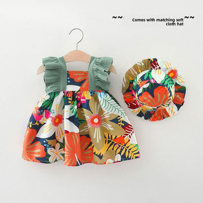 Girls Floral Summer Dress with Hat