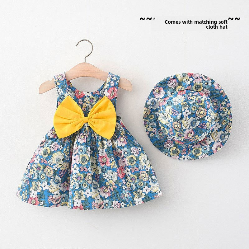 Girls Floral Summer Dress with Hat
