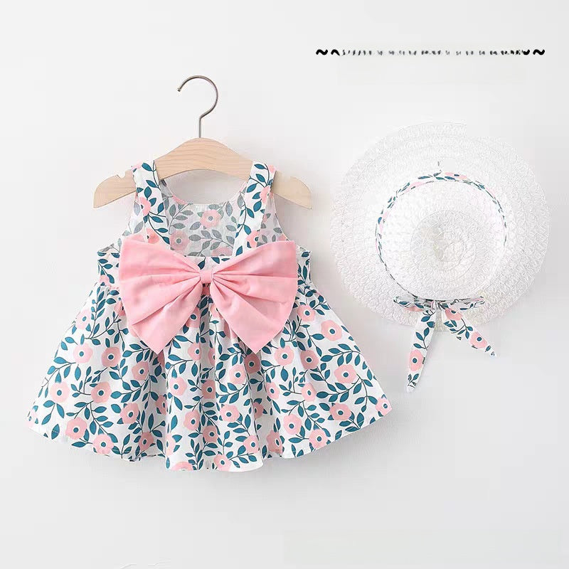 Girls Floral Summer Dress with Hat