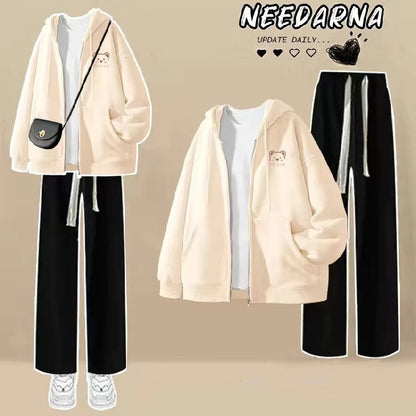Girls' Hooded Cardigan and Pants Two-Piece Set