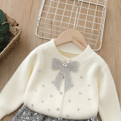 Girls Knit Cardigan and Skirt