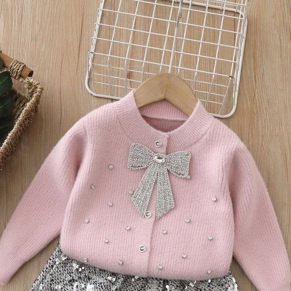Girls Knit Cardigan and Skirt