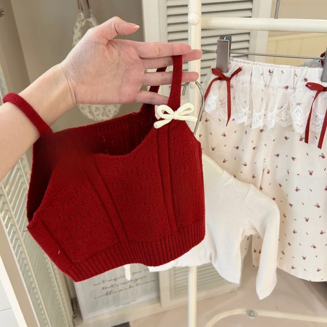 Girls Knit Sleeveless Top and Wide Leg Pants Set