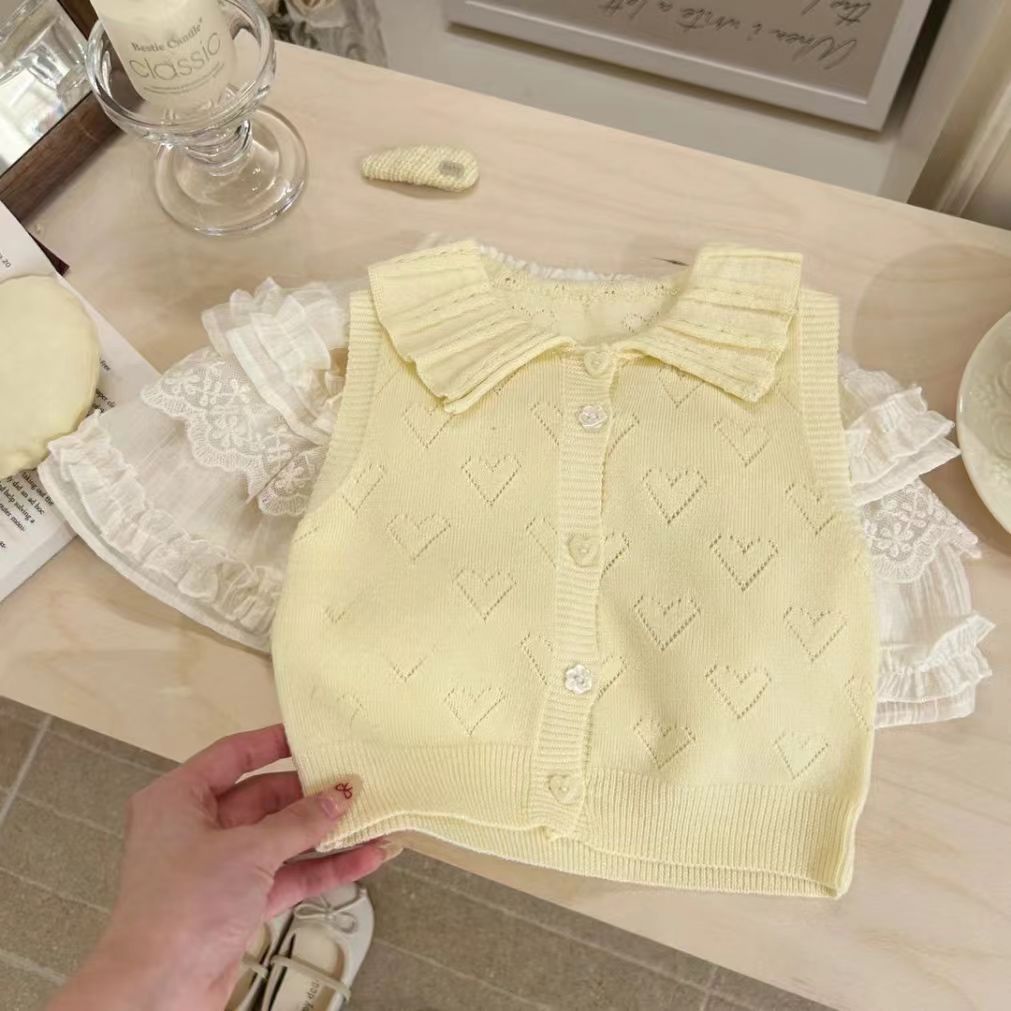 Girls Knitted Vest and Cake Skirt Set