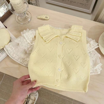 Girls Knitted Vest and Cake Skirt Set