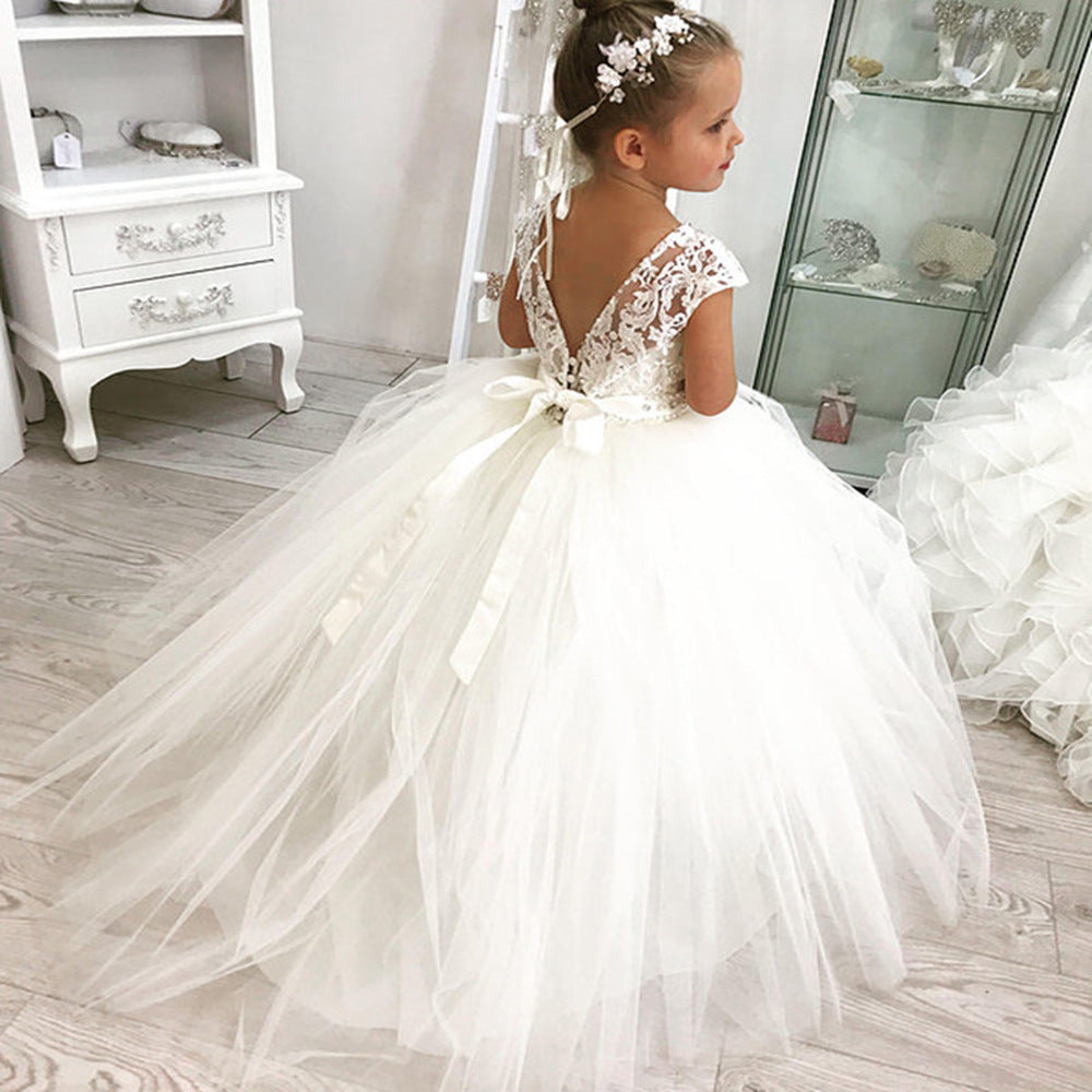 Girls Lace Puffy Evening Dress