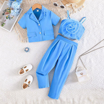 Girls Mesh Floral 3-Piece Outfit