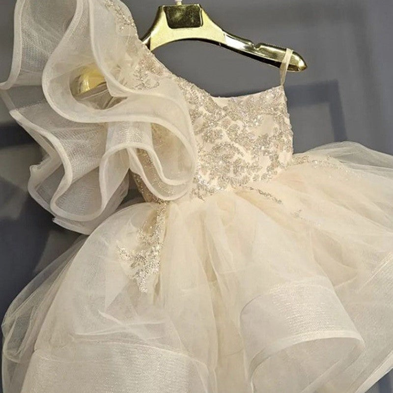 Girls One Shoulder Princess Party Dress