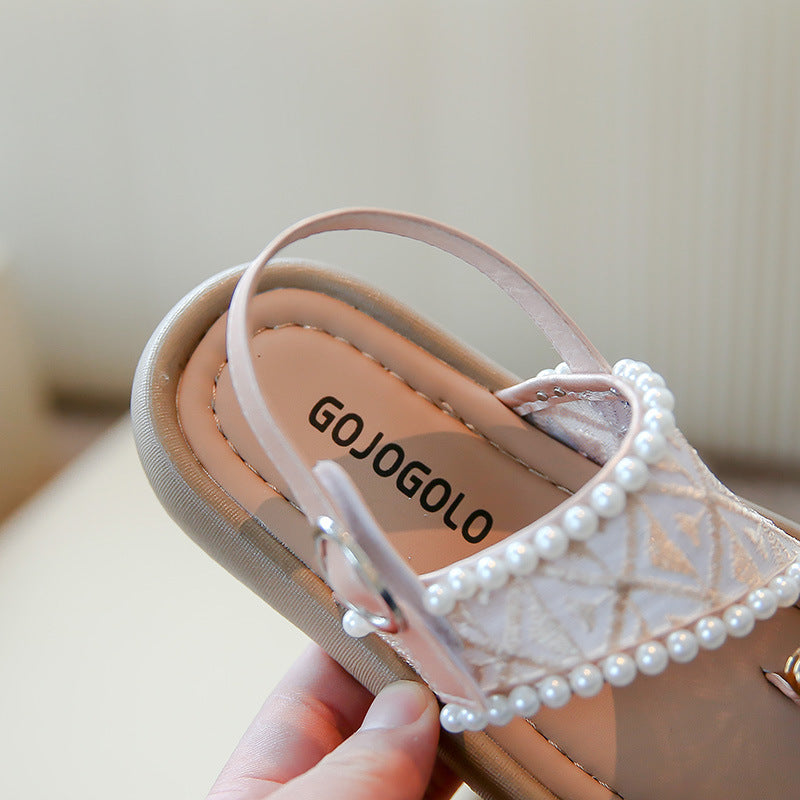 Girls Pearl Sandals Summer Casual Beach Shoes