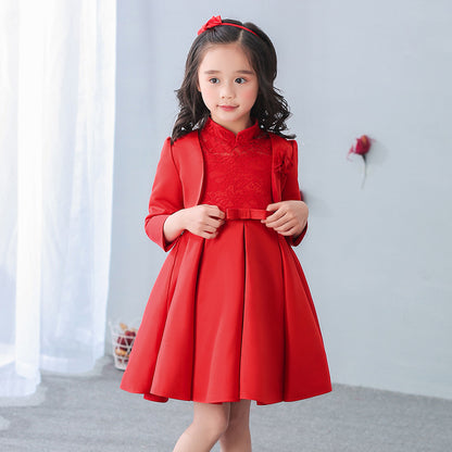 Girls Princess Dress Cloak Long Sleeve Flower Girl Outerwear