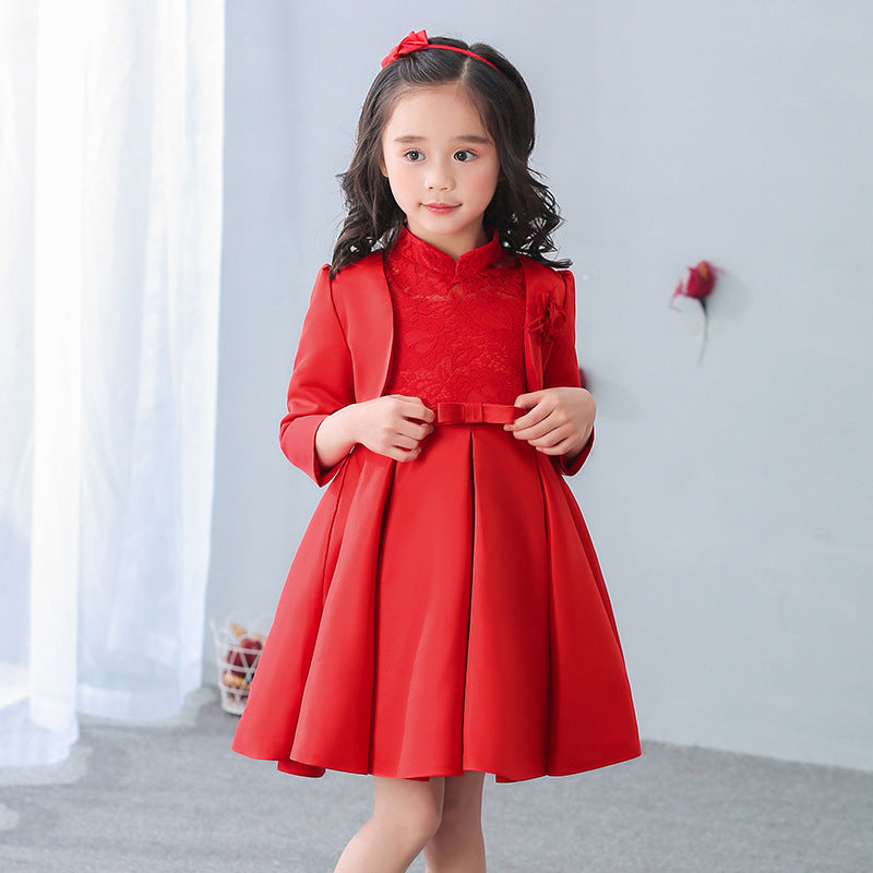 Girls Princess Dress Cloak Long Sleeve Flower Girl Outerwear