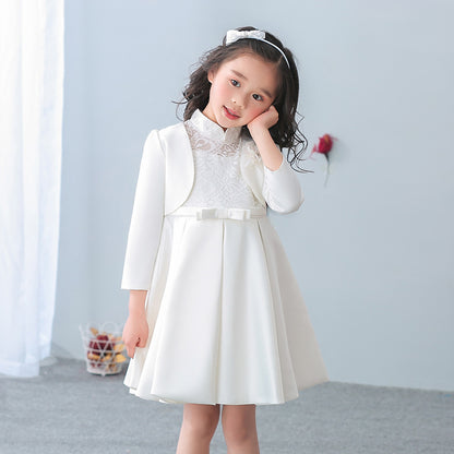 Girls Princess Dress Cloak Long Sleeve Flower Girl Outerwear