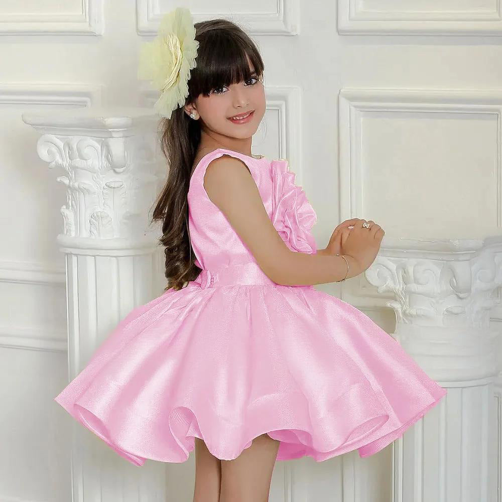 Girls Princess Party Dress with Floral Design