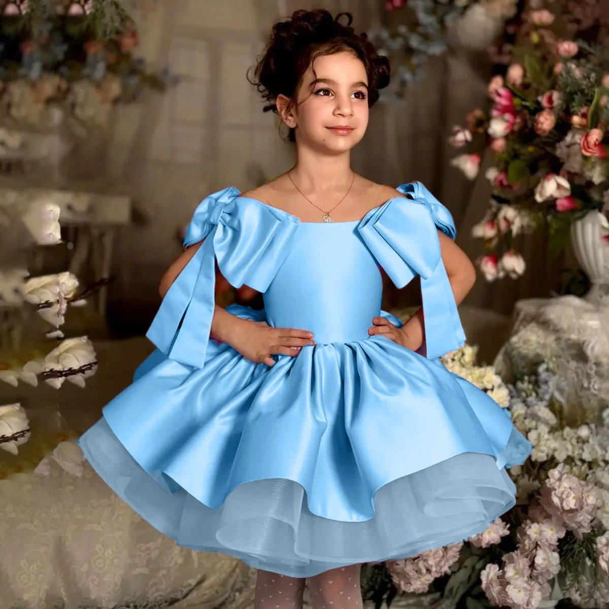 Girls Princess Puff Sleeve Dress