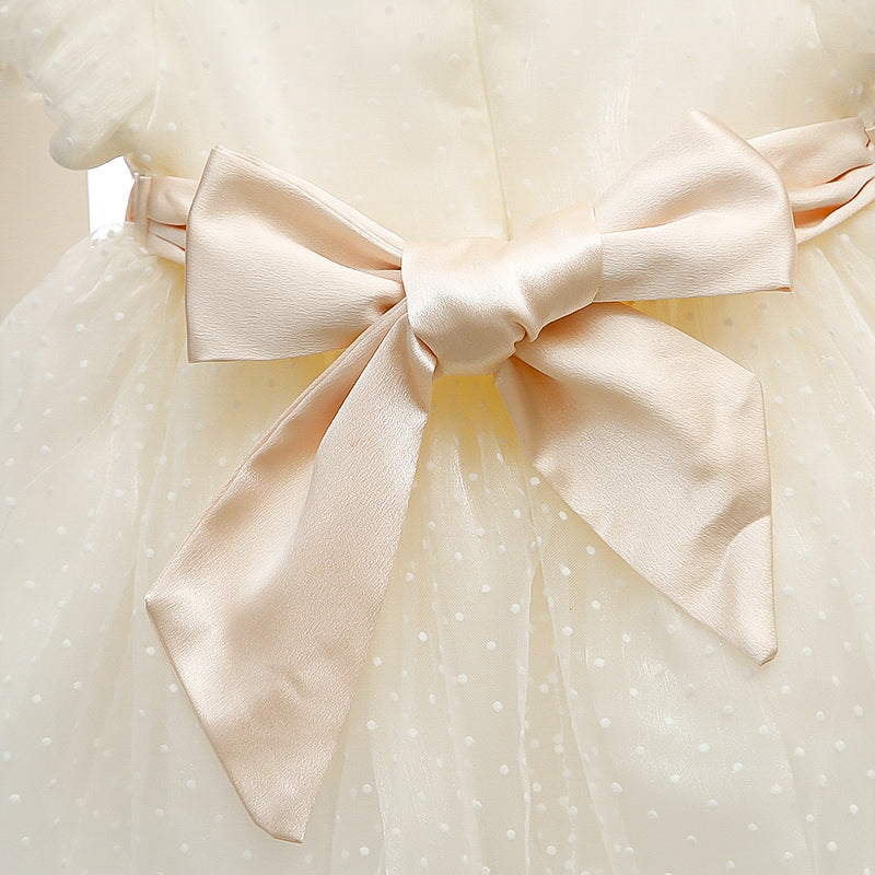 Girls Puff Sleeve Mesh Princess Dress