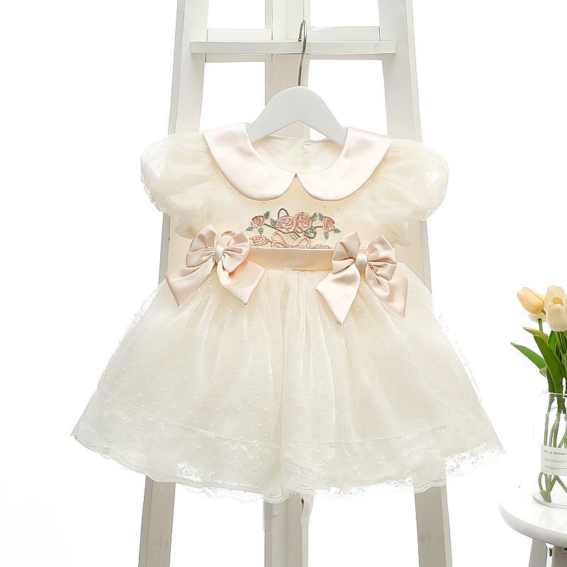 Girls Puff Sleeve Mesh Princess Dress
