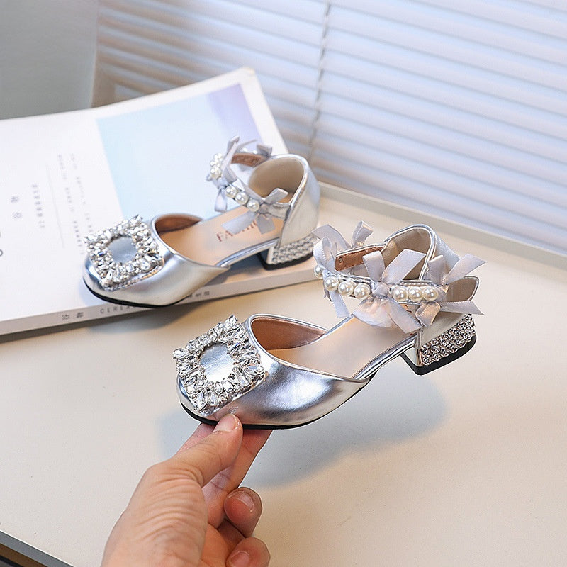 Girls Rhinestone High-Heel Princess Sandals