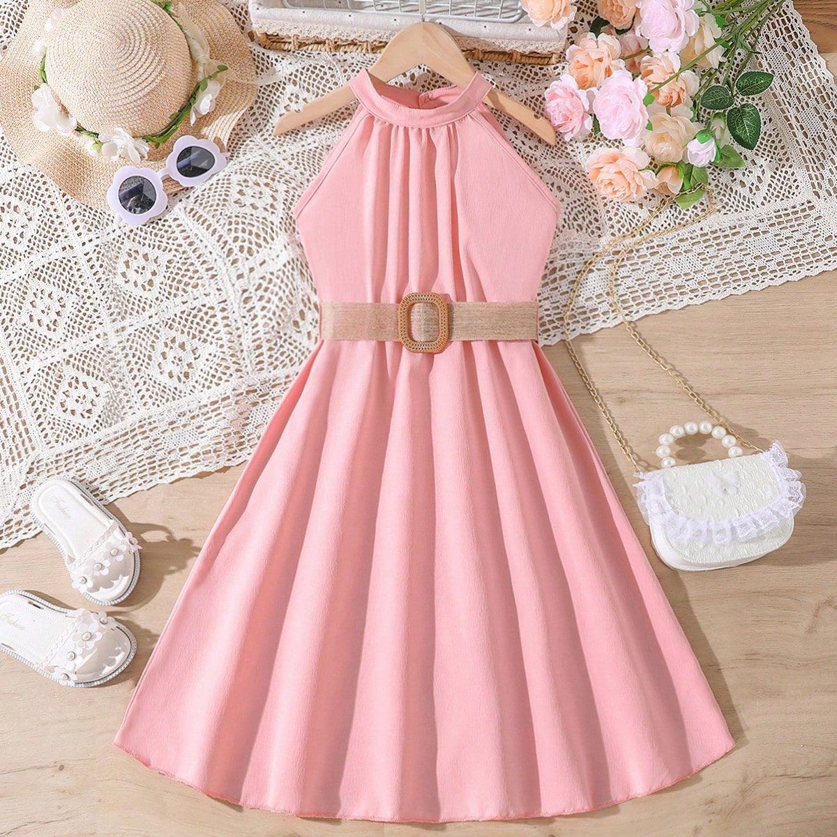 Girls Sleeveless A-Line Dress