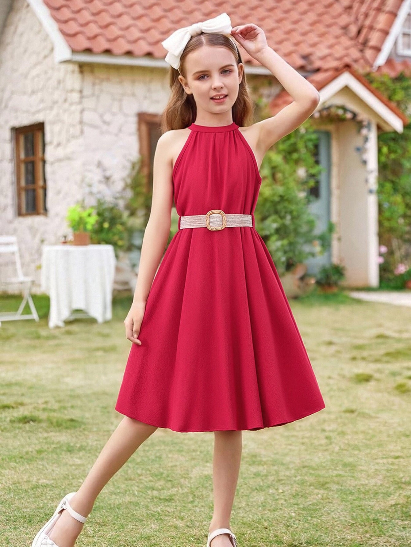 Girls Sleeveless A-Line Dress