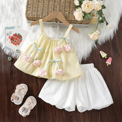 Girls Sleeveless Top and Shorts Set