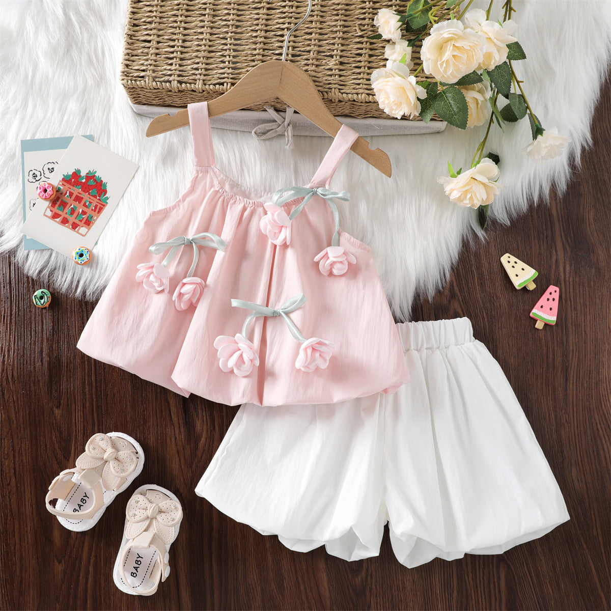 Girls Sleeveless Top and Shorts Set