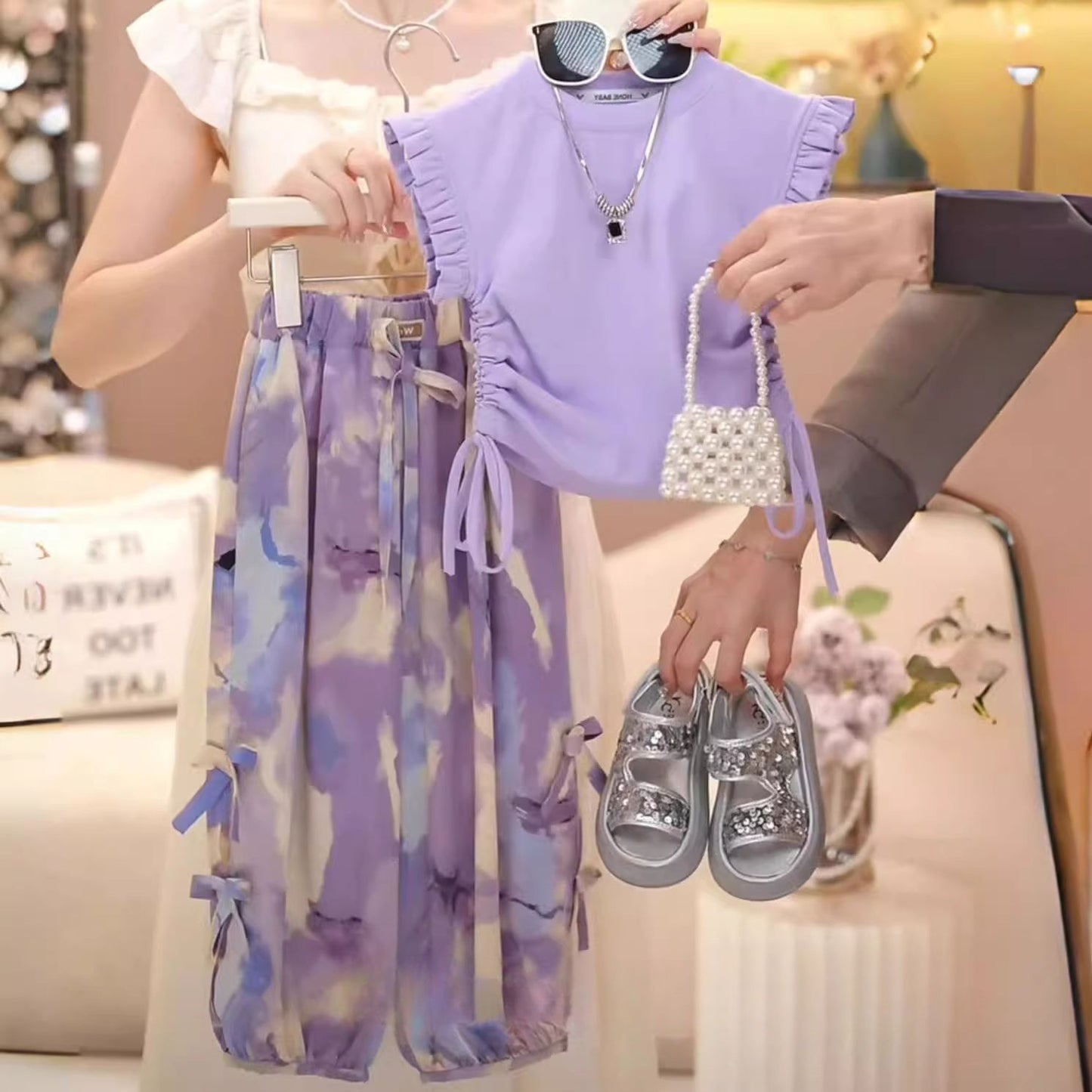 Girls Sleeveless Vest and Pants Two-Piece