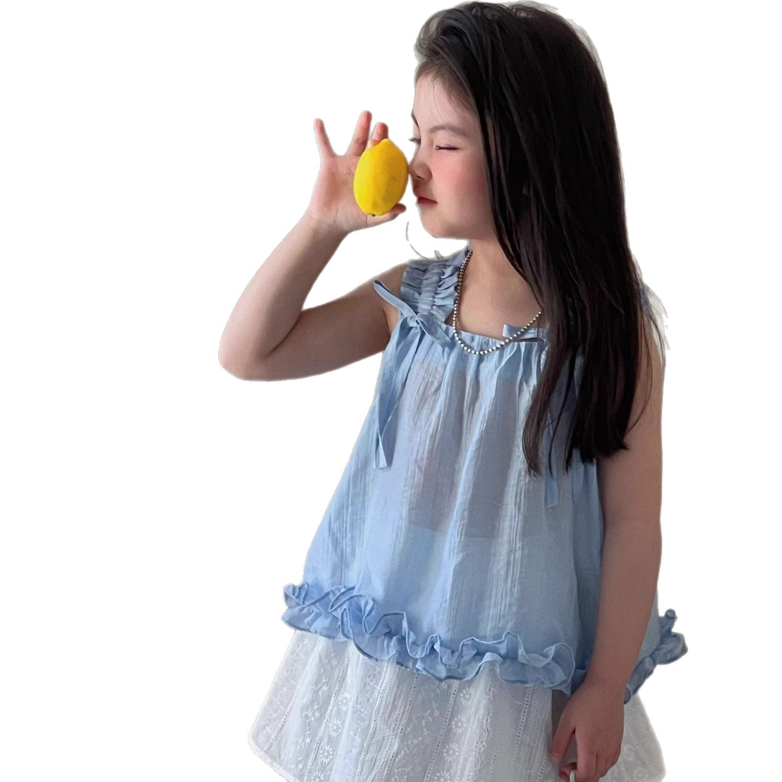 Girls Sleeveless Vest Dress and Checkered Pants Set