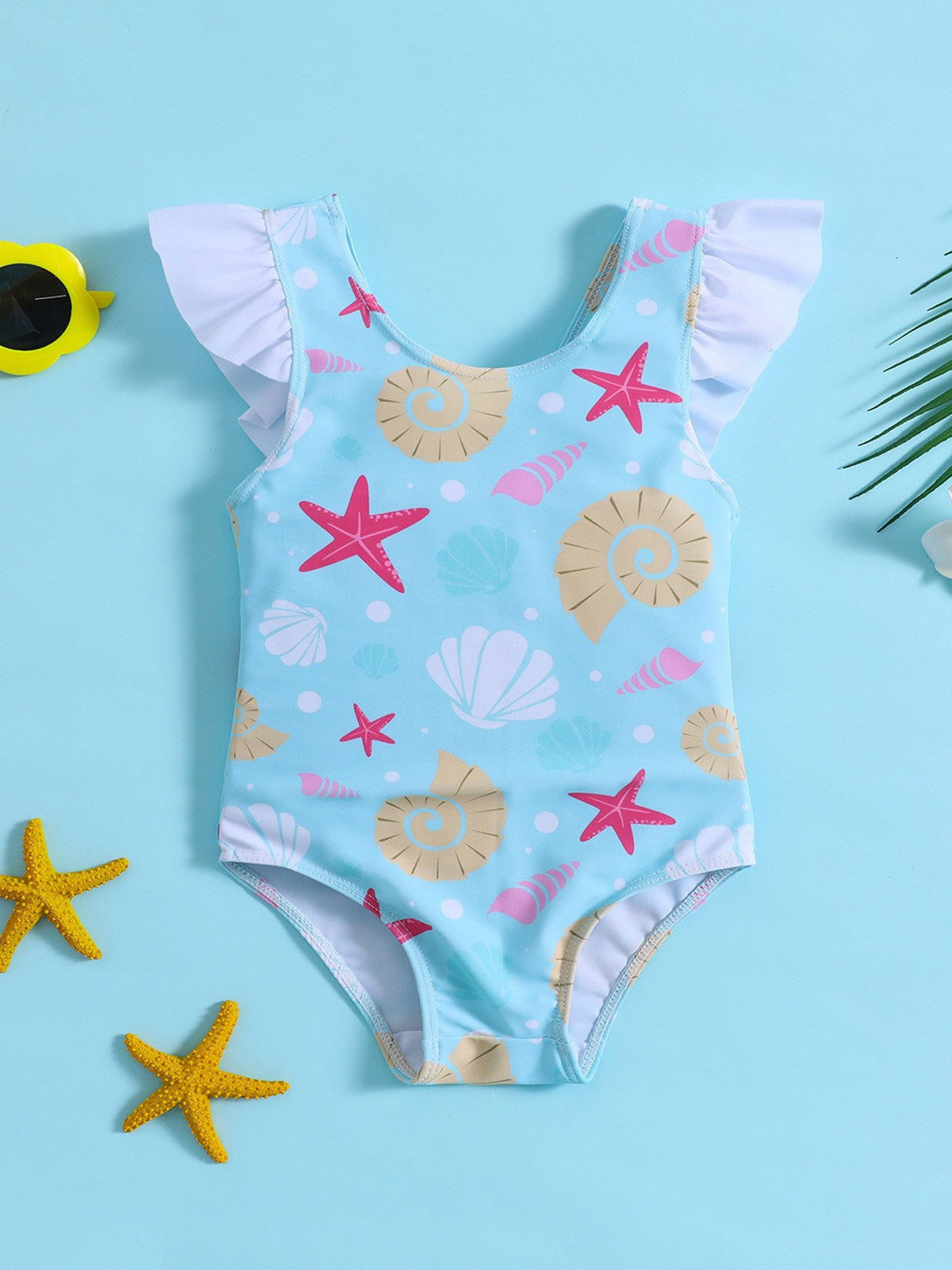 Girls Starfish Print Swimsuit