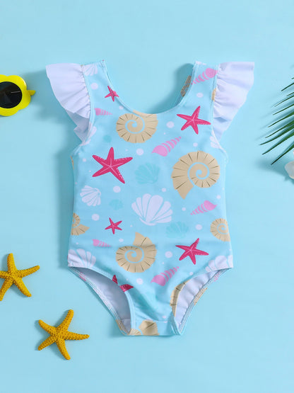 Girls Starfish Print Swimsuit