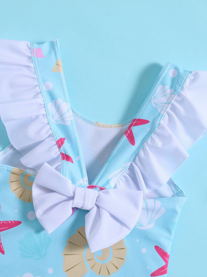 Girls Starfish Print Swimsuit