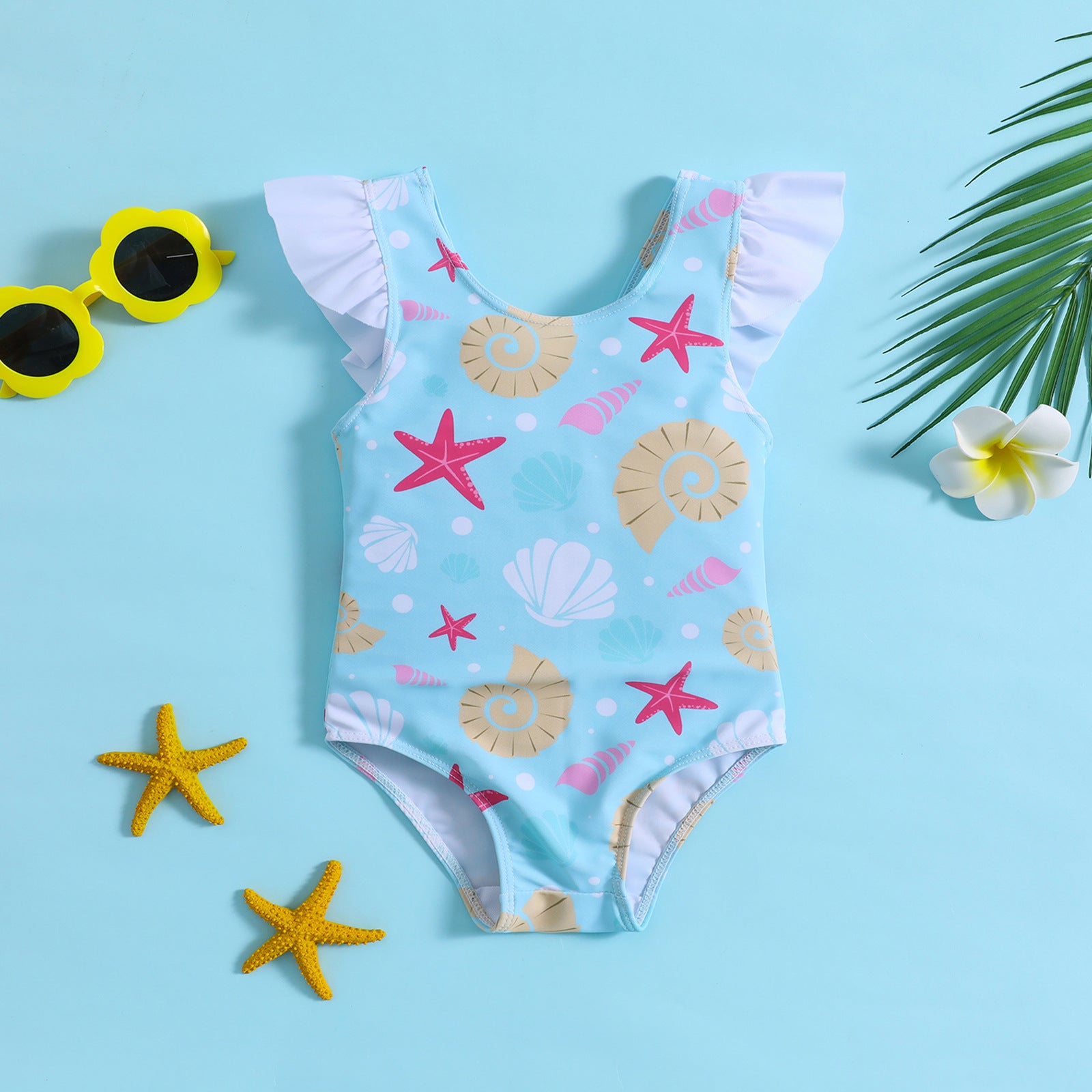 Girls Starfish Print Swimsuit
