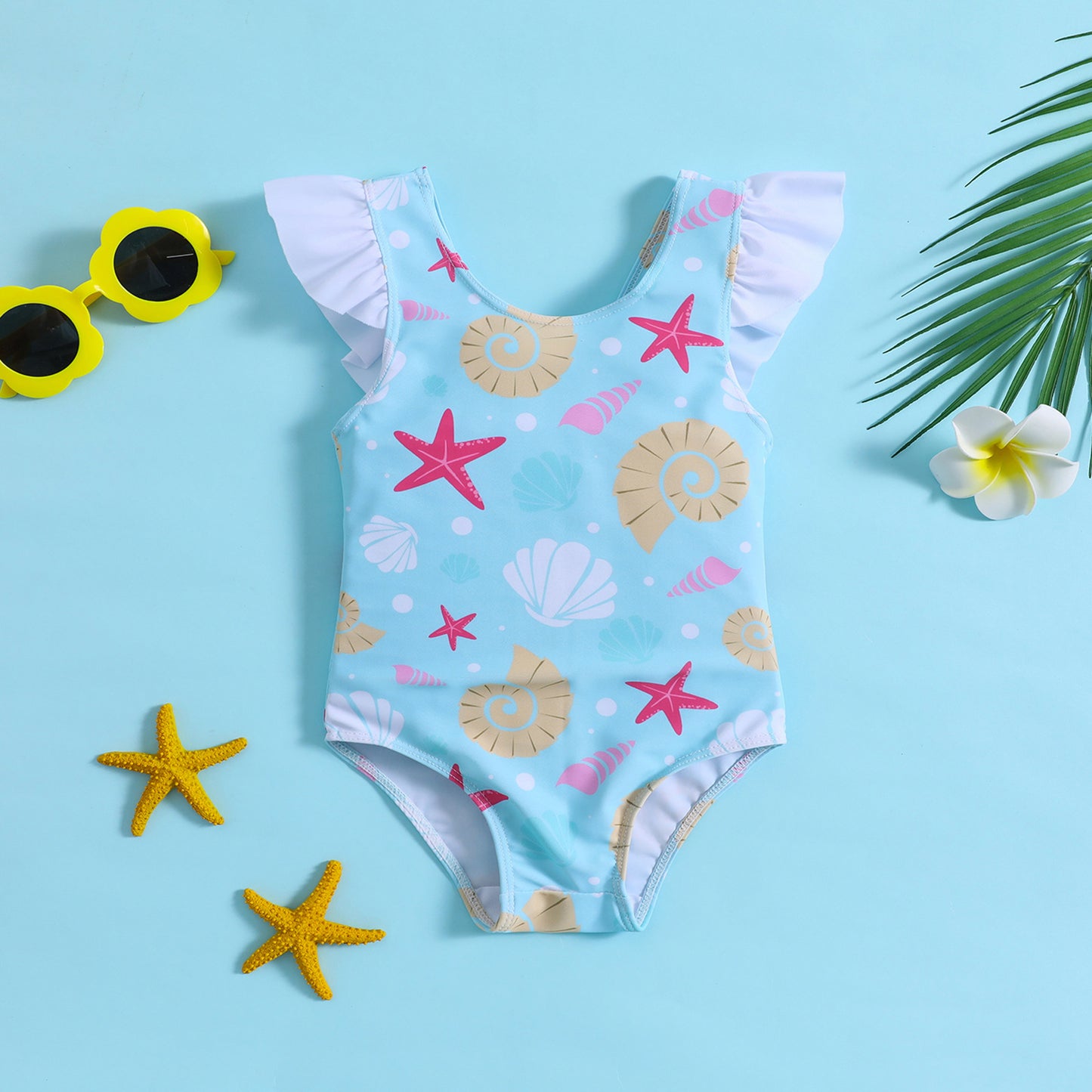 Girls Starfish Print Swimsuit