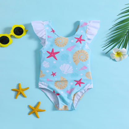 Girls Starfish Print Swimsuit