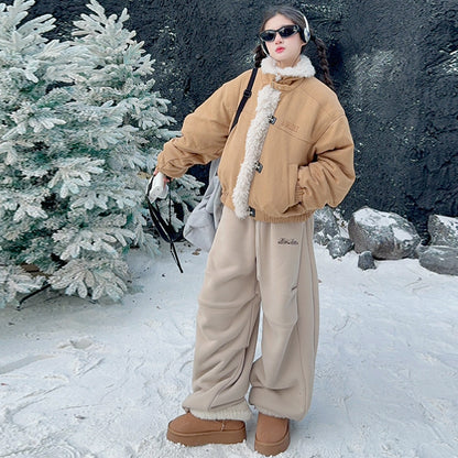 Girls Suede Cotton Winter Jacket