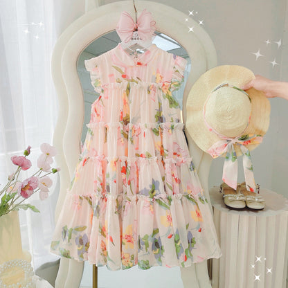 Girls Summer Floral Princess Dress