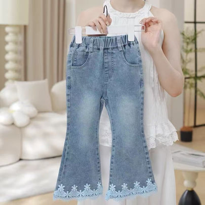 Girls Three-Piece Vest Shirt Denim Set