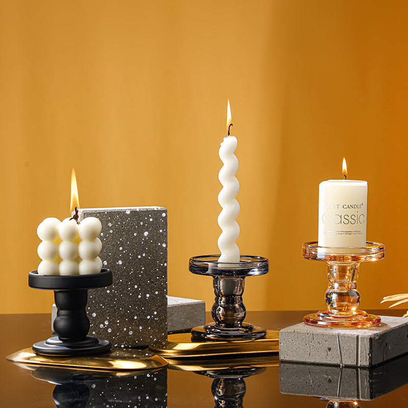 Glass Candlestick Holder