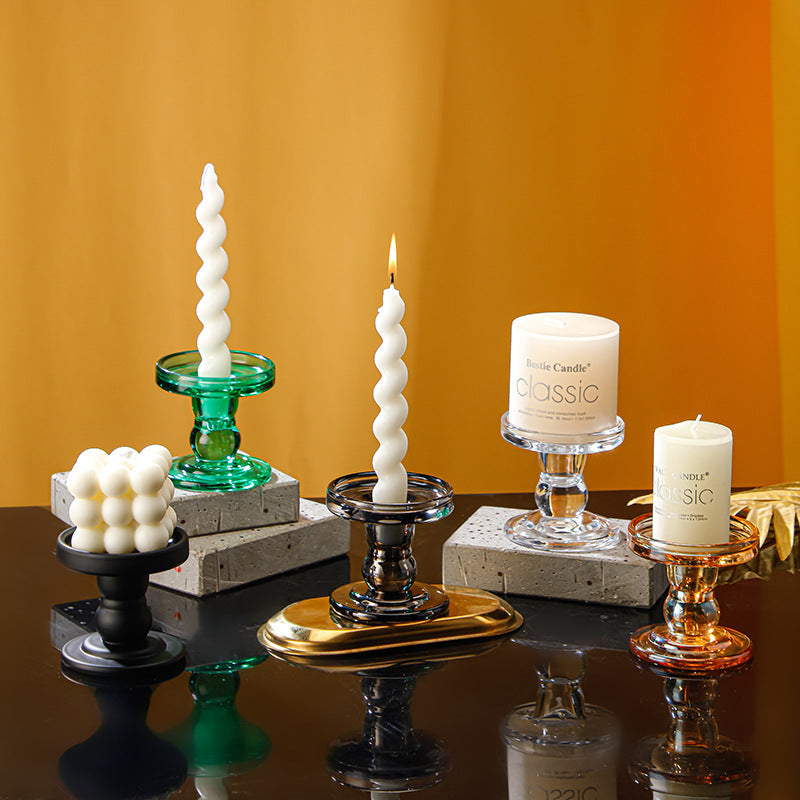 Glass Candlestick Holder