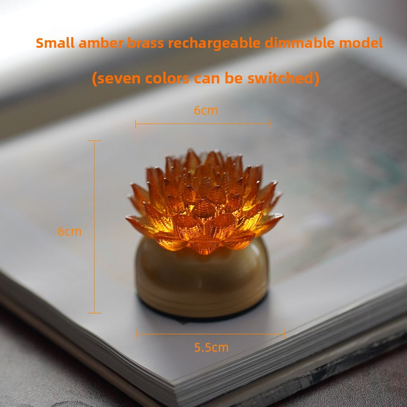 Glass Golden Lotus lamp charging led Everbright lamp