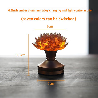 Glass Golden Lotus lamp charging led Everbright lamp