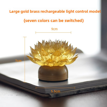 Glass Golden Lotus lamp charging led Everbright lamp