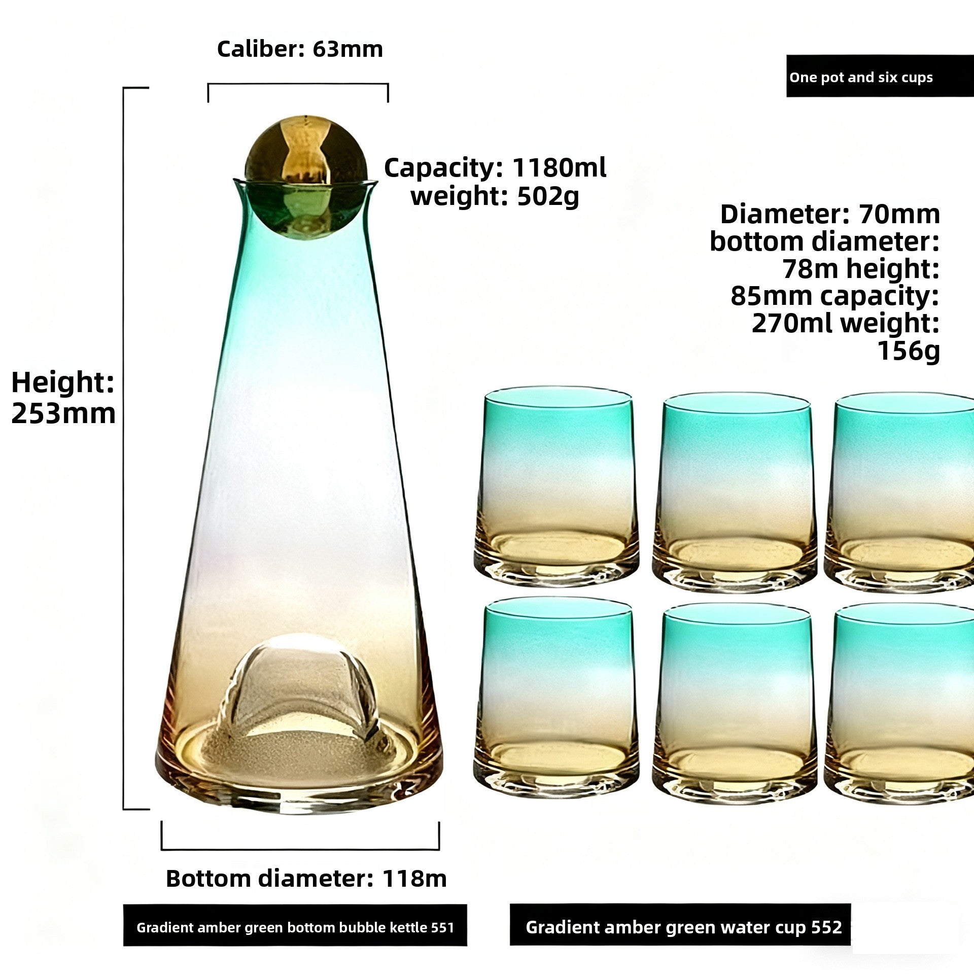 Glass Pitcher with Cups