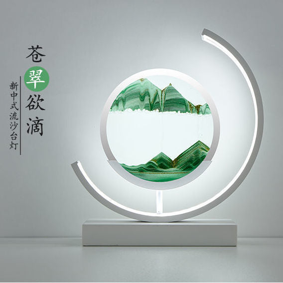 Glass Quicksand Painting Table Lamp