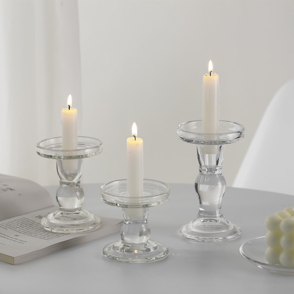 Glass Roman column candlestick